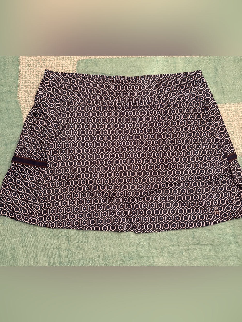 Geometric Print Tennis Skirt / Skort in Navy and White